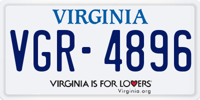 VA license plate VGR4896