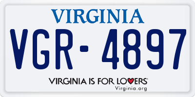VA license plate VGR4897