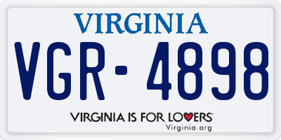 VA license plate VGR4898