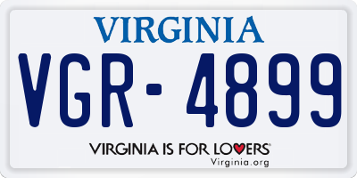 VA license plate VGR4899