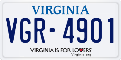 VA license plate VGR4901