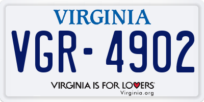 VA license plate VGR4902
