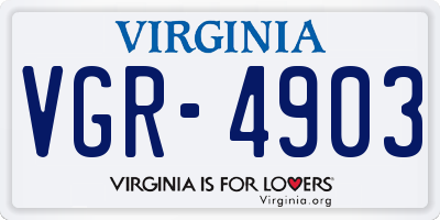 VA license plate VGR4903