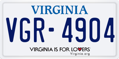 VA license plate VGR4904