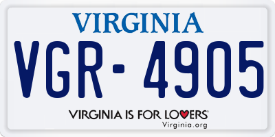 VA license plate VGR4905