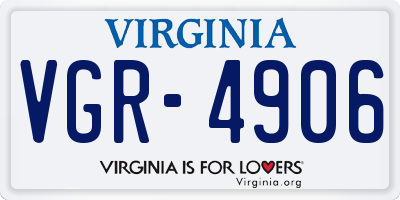 VA license plate VGR4906