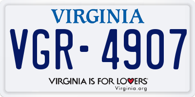 VA license plate VGR4907