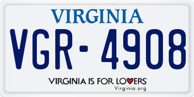 VA license plate VGR4908