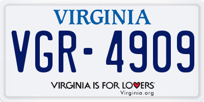 VA license plate VGR4909