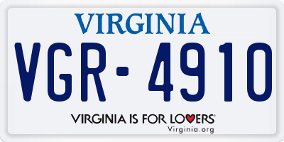 VA license plate VGR4910