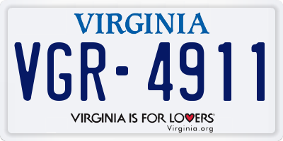 VA license plate VGR4911