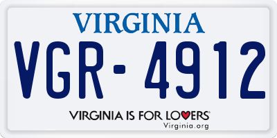 VA license plate VGR4912