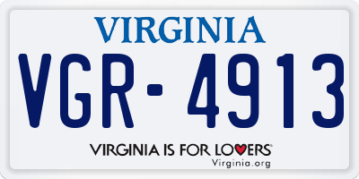 VA license plate VGR4913