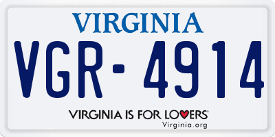 VA license plate VGR4914