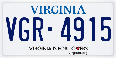 VA license plate VGR4915