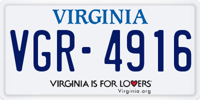 VA license plate VGR4916