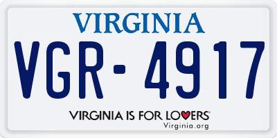 VA license plate VGR4917