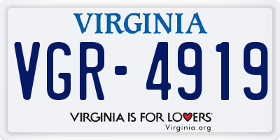 VA license plate VGR4919