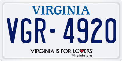 VA license plate VGR4920