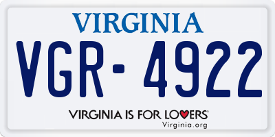 VA license plate VGR4922