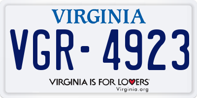 VA license plate VGR4923