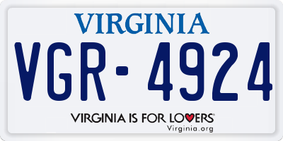 VA license plate VGR4924