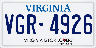 VA license plate VGR4926