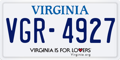 VA license plate VGR4927