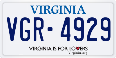 VA license plate VGR4929