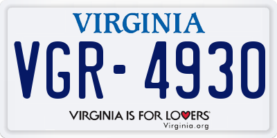 VA license plate VGR4930