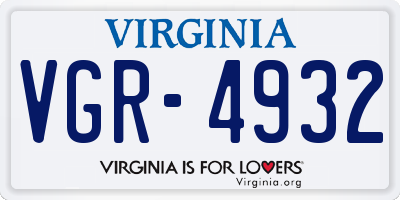 VA license plate VGR4932
