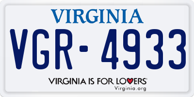 VA license plate VGR4933