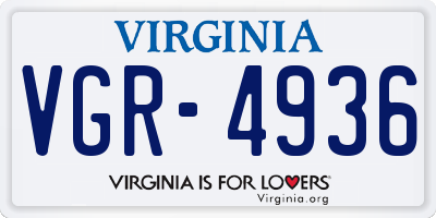 VA license plate VGR4936
