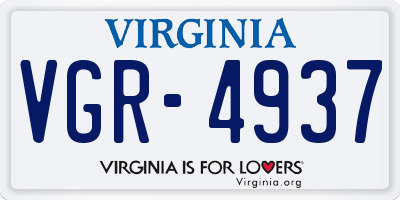 VA license plate VGR4937