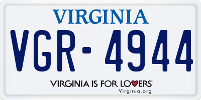 VA license plate VGR4944