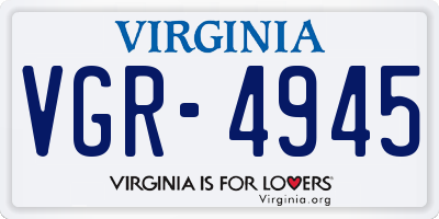 VA license plate VGR4945