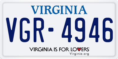 VA license plate VGR4946