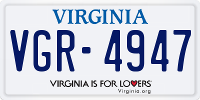 VA license plate VGR4947