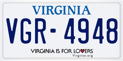 VA license plate VGR4948