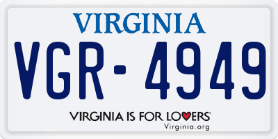 VA license plate VGR4949