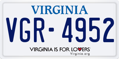 VA license plate VGR4952