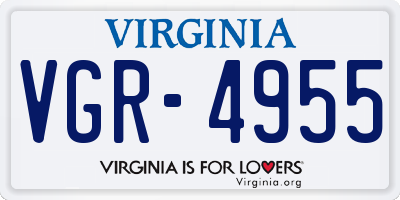 VA license plate VGR4955