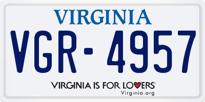 VA license plate VGR4957