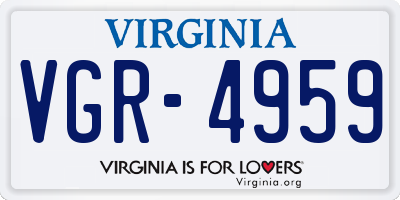 VA license plate VGR4959