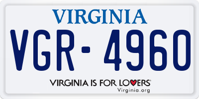 VA license plate VGR4960