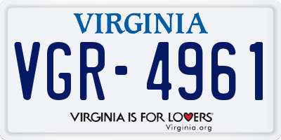 VA license plate VGR4961