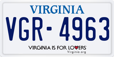 VA license plate VGR4963