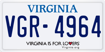VA license plate VGR4964