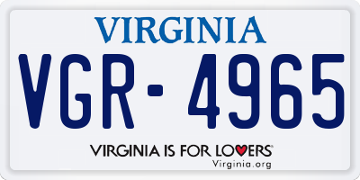 VA license plate VGR4965
