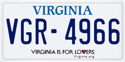 VA license plate VGR4966